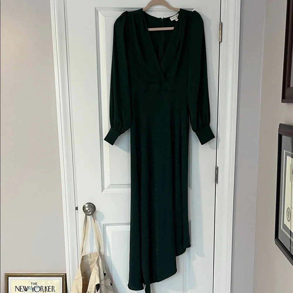 Ronny Kobo Collection Deep Green Long Sleeve Dress M animal print